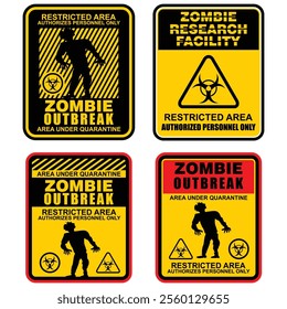  zombie outbreak, restricted area, sign vector