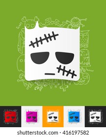 zombie paper sticker with hand drawn elements