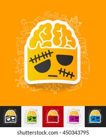 zombie paper sticker with hand drawn elements