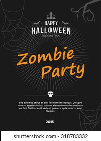 Zombie Party. Flyer or Poster Vector Template