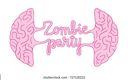 zombie party lettering brains