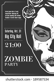 Zombie Party Poster. Vector illustration. 