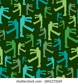 Zombie pattern seamless. Dead man monster walks background. 