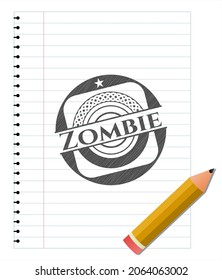 Zombie with pencil strokes. Vector Illustration. Detailed. 