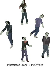 Zombie People For Pattern. Five Figure