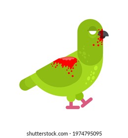 Zombie pigeon isolated. Dove revived dead monster