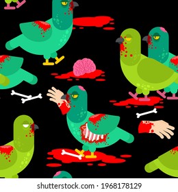 Zombie pigeon pattern seamless. Dove revived dead monster background