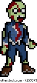 Zombie pixel art for game, isolated