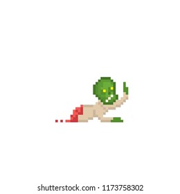 Zombie. Pixel Art. Old School Computer Graphic. 8 Bit Video Game. Game Assets 8-bit Sprite. Games Elements.