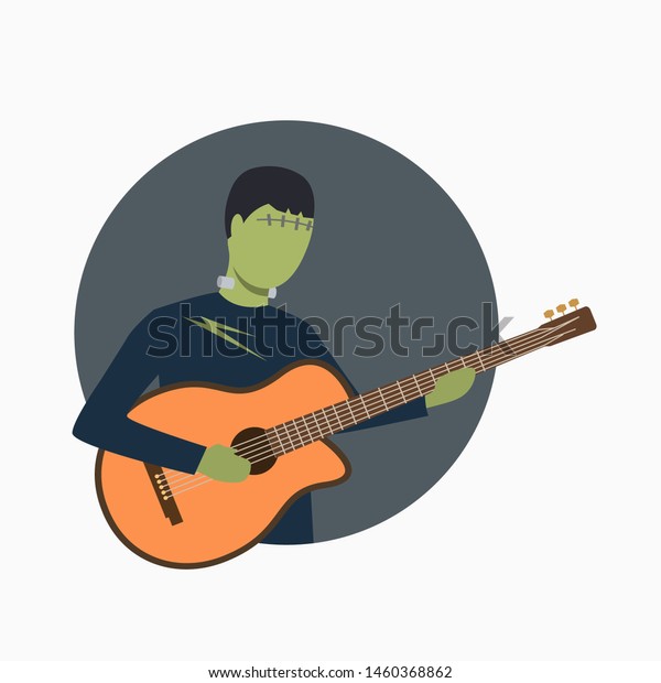 Zombie Playing Guitar On Gray Round: vector de stock (libre de regalías)  1460368862 | Shutterstock