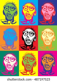 Zombie pop art vector illustration multicolor poster