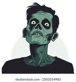 Retrato de zombi, misterioso y diseño detallado - Ilustración vectorial plana