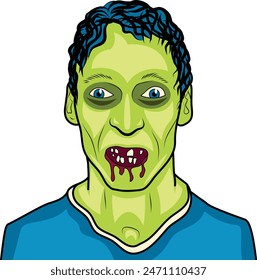 Zombie portrait illustration, Happy Halloween, Horror, Spooky
