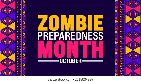 Zombie Preparedness Month background or banner design template is observed every year in October. Holiday concept. Template for card, poster, placard, template. eps 10