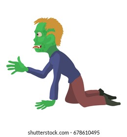 Zombie pulls his hand icon. Cartoon illustration of zombie vector icon for web