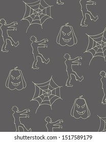 Zombie and Pumping Halloween seamless pattern. Vector illustration