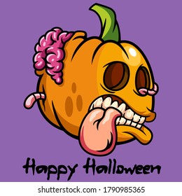 Zombie pumpkin happy halloween vector art