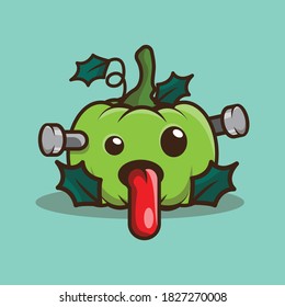 diseño de ilustración de caracteres vectoriales de calabaza zombie. diseño de halloween.