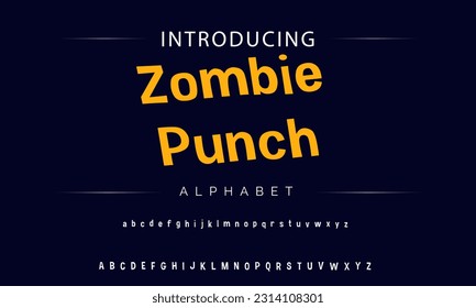 Zombie Punch Playful style font design, childish alphabet letters and numbers vector illustration