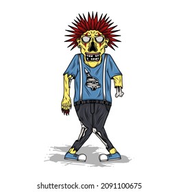 zombie punk character illustration design