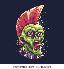 Zombie Punk Style Halloween Illustration