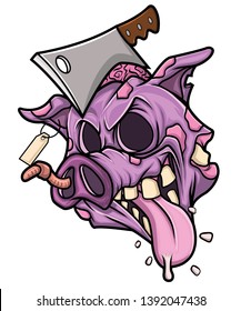 Zombie Purple Pig on Vector Illustration