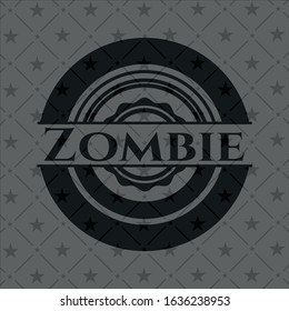 Zombie realistic black emblem. Vector Illustration. Detailed.