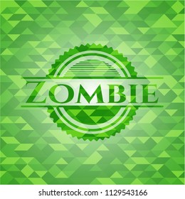 Zombie realistic green mosaic emblem