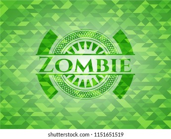 Zombie realistic green mosaic emblem