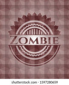 Zombie red seamless emblem with geometric pattern.