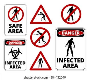 Zombie  Restricted Apocalypse Signs, Symbols and Billboards Vector eps8 