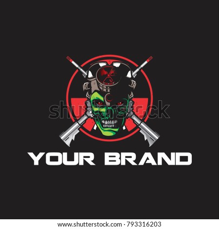 zombie with rifle vector logo template