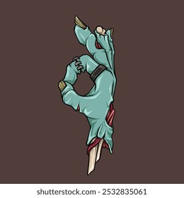 Zombie rechte Hand mit Kreis-OK-Zeichen