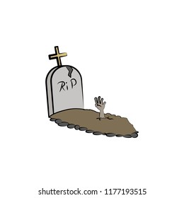 zombie rip colored illustration. Element of Halloween for mobile concept and web apps. Colored zombie rip illustration can be used for web and mobile