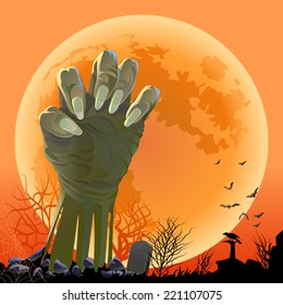 Zombie rising from the grave