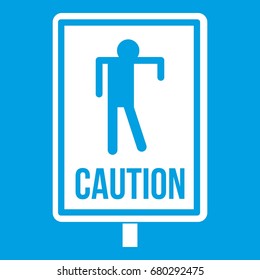Zombie road sign icon white isolated on blue background vector illustration