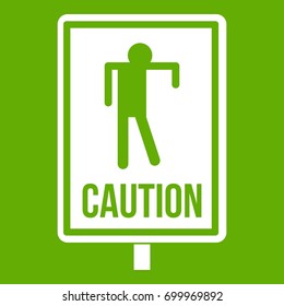 Zombie road sign icon white isolated on green background. Vector illustration