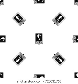 Zombie road sign pattern repeat seamless in black color for any design. Vector geometric illustration