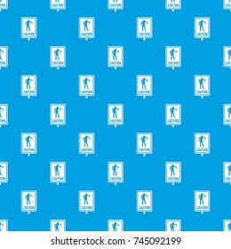 Zombie road sign pattern repeat seamless in blue color for any design. Vector geometric illustration