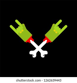 Zombie rock hand isolated. Zombies rock and roll fingers sign. Flesh and body
 
