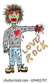 zombie rocker vector illustration