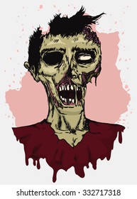 Zombie rotting all over in hand drawn style on beige and white background.