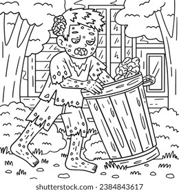 Zombie Rummaging a Trash Can Coloring Pages 