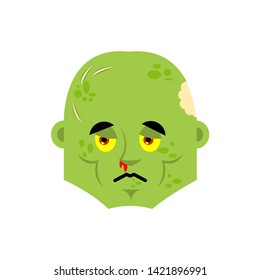 Zombie sad emoji. Living Dead sorrowful emotions avatar. dead man dull. Vector illustration