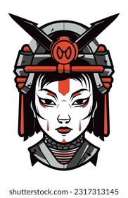Zombie samurai armor hand-drawn logo design, combining undead horror with ancient warrior spirit