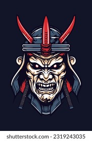 Diseño del logo dibujado a mano por la armadura zombie samurai, que combina horror sin muerte con espíritu guerrero antiguo