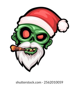 Zombie Santa Head Character Illustration Vector