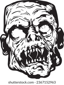 zombie scary face halloween illustration