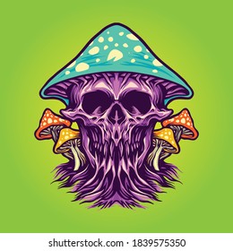 Zombie Scary Magic Mushrooms Illustrations for your work merchandise clothing line and poster, greeting advertising business company or brands