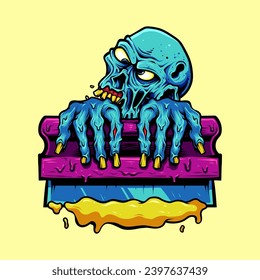 ilustración de impresora de pantalla zombie y diseño de camisetas